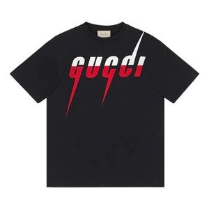Gucci Kids Tee in Black with Red and White Logo